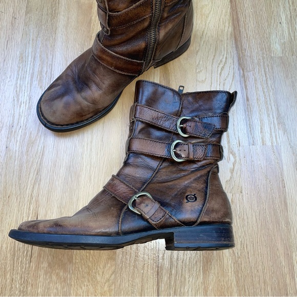 Born Shoes - Born Boho Nivine Cindy Brown Leather Buckle Strappy Boot Womens Size 8M